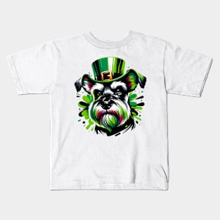 Miniature Schnauzer Enjoys Saint Patrick's Day Fun Kids T-Shirt